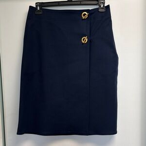 Tory Burch Navy Skirt with Gold Details